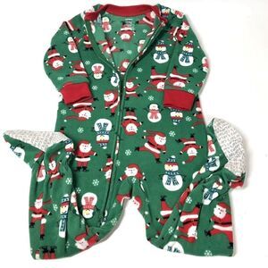 Carter's Snowman Santa Christmas Fleece Footed Pajama Zip Up 24M Unisex Boys PJS